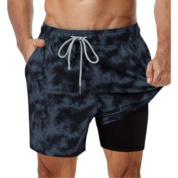 Badmode för män: 2-i-1 badshorts med fickor, utmärkta för träning och fritid vid vattnet