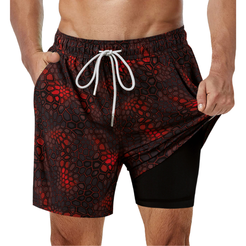Sommaroutfit: Herrshorts 2-i-1, perfekt för strandhäng och vattensporter, med smarta fickor
