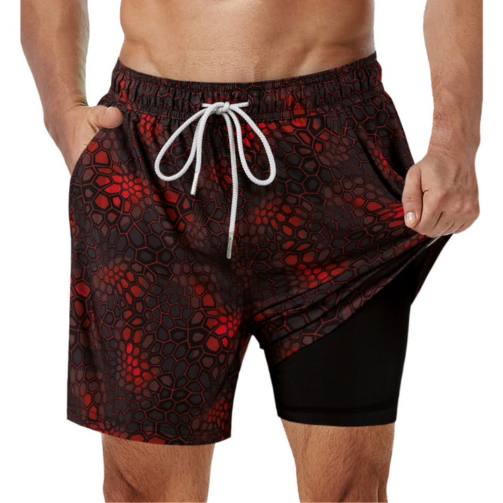 Sommaroutfit: Herrshorts 2-i-1, perfekt för strandhäng och vattensporter, med smarta fickor