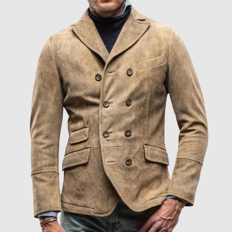 Tidlös herrblazer i vintage-stil. Mångsidig för både formell och avslappnad elegans, herrmode.