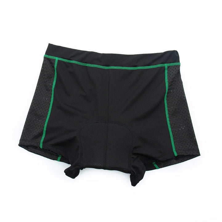 Andningsbara och fuktavledande herrcykelshorts i svart material, idealiska för intensiv cykling.
