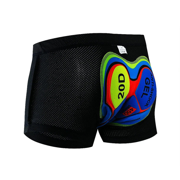 Herrcykelshorts med gelkudde för optimal komfort, andningsbara och snabbtorkande för långa turer.
