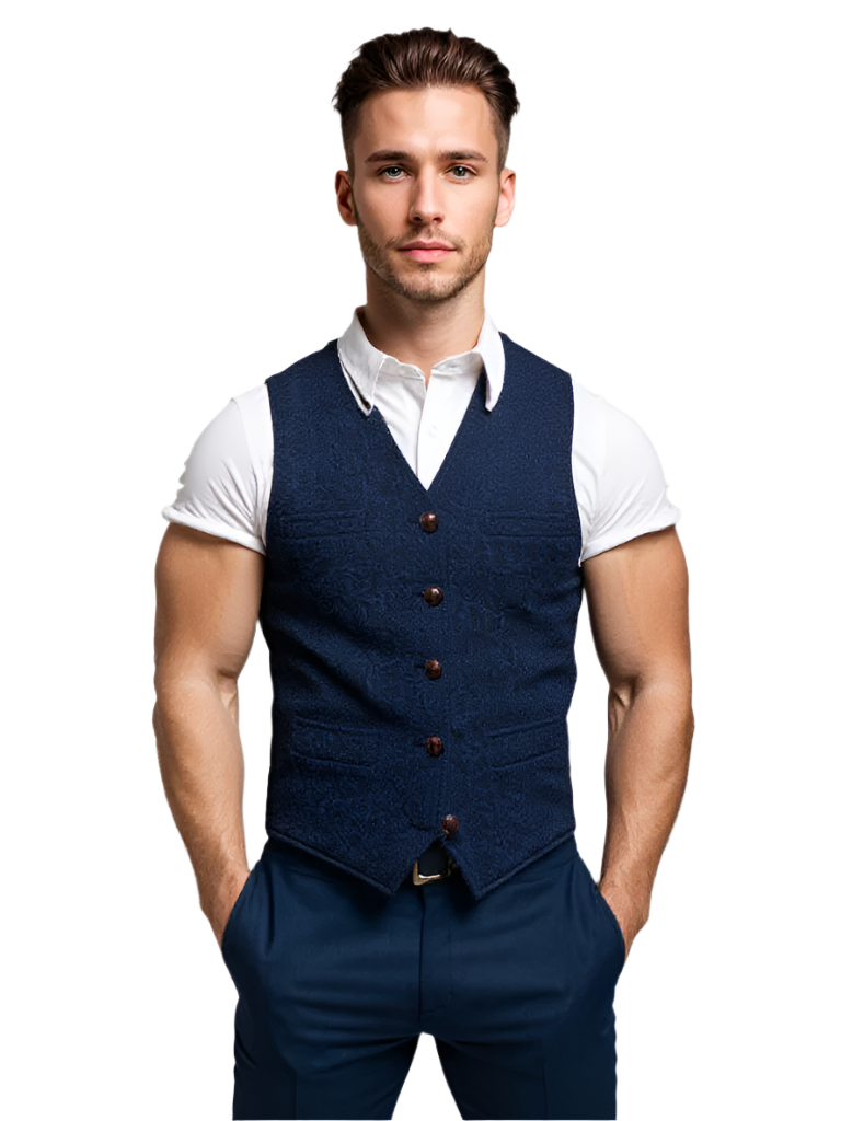Herrgilet med V-hals, modern stil & slimfit passform. Skarp look för alla tillfällen.