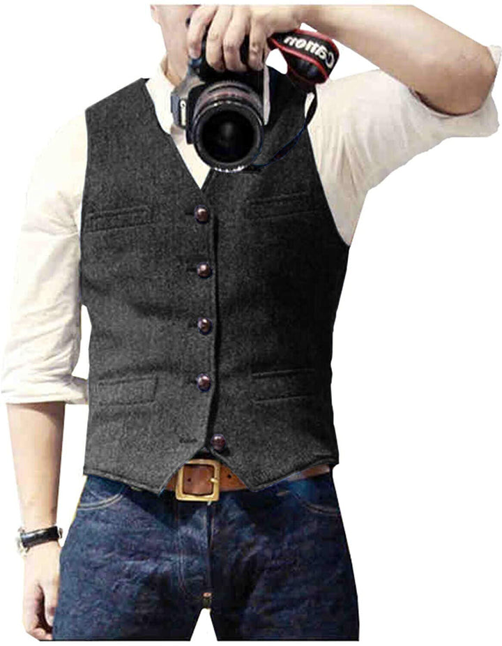 Modern herr gilet med V-hals, designad för en skarp & stilren estetik. Slimfit.