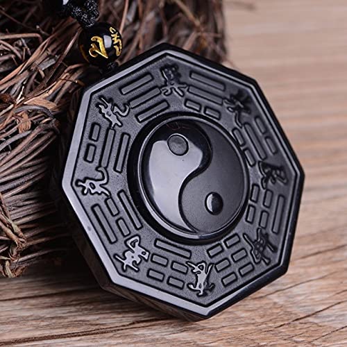 Stärkande obsidian Yin Yang-halsband för män, bidrar till balans & andlig energi.