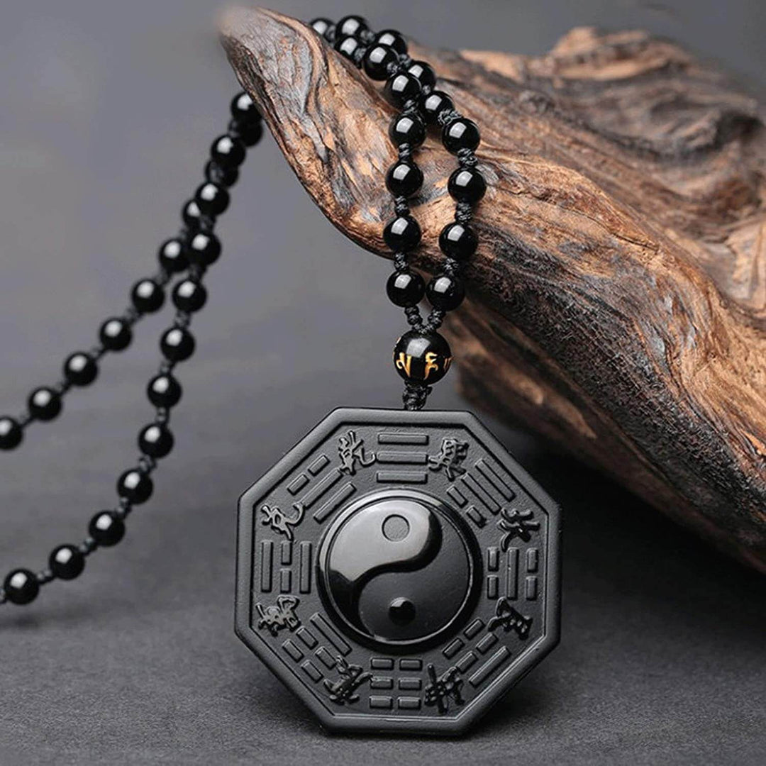 Andligt herr-Yin Yang-halsband av obsidian, för djup balans och andlig skydd.