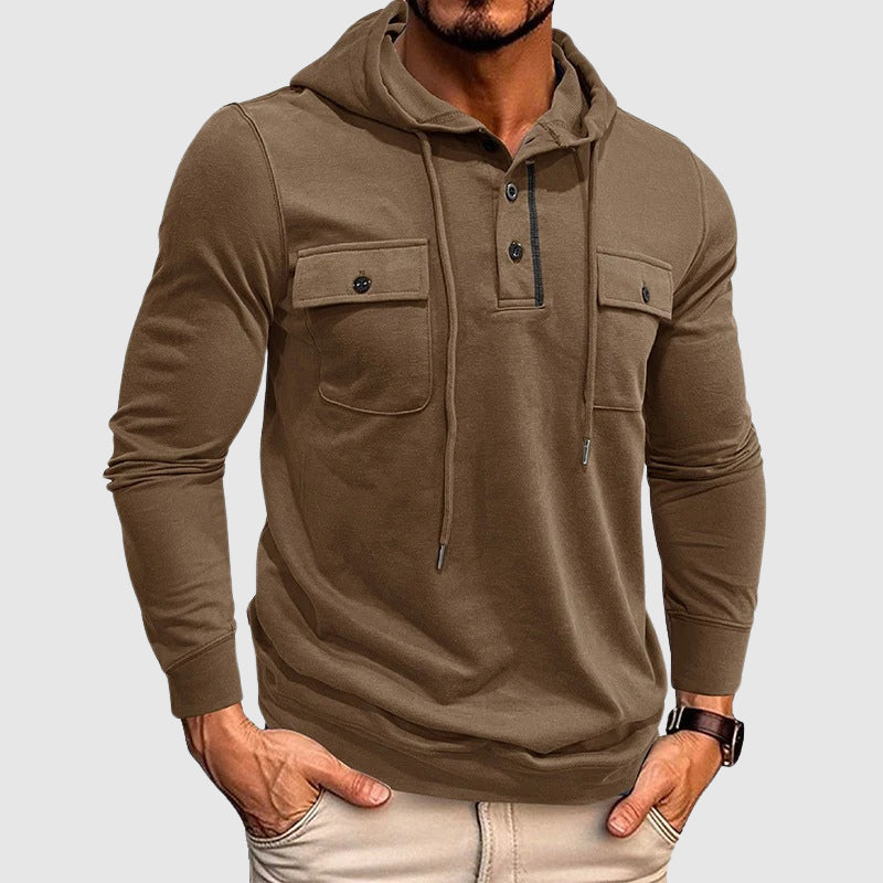 Stilren herrhoodie med avslappnad passform, perfekt för urban stil. Mångsidig & bekväm för vardagsmode.
