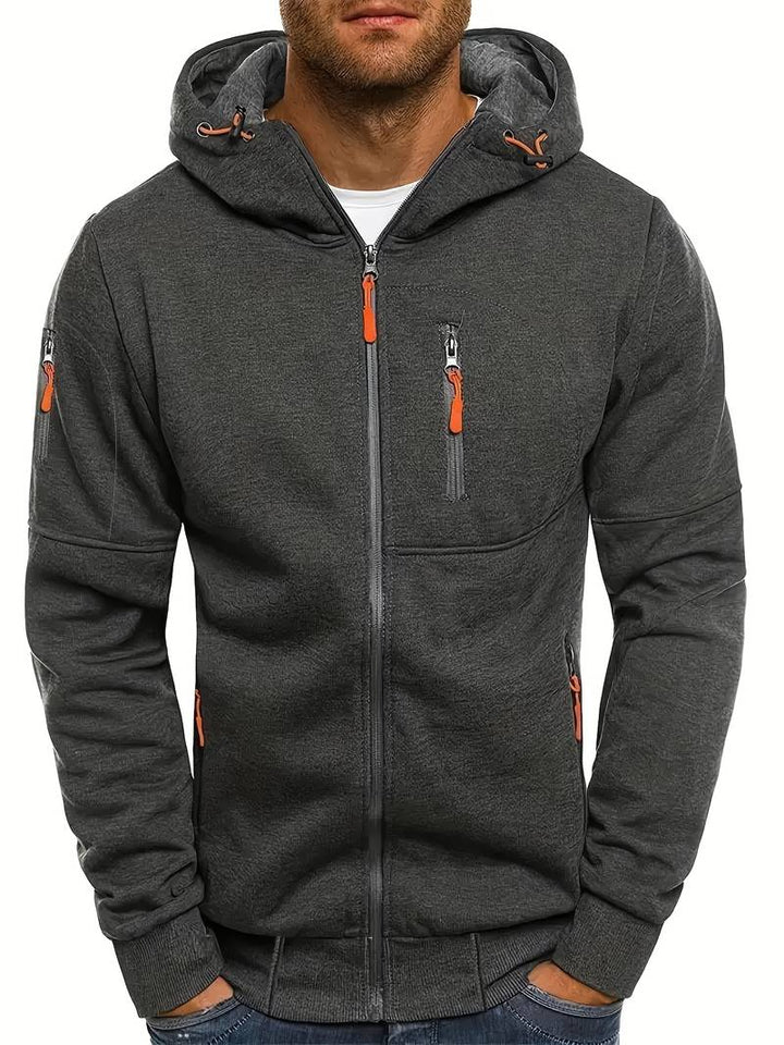 Bekväm herrhoodie, en stapelvara för vardagsgarderoben, tillgänglig i olika nyanser.