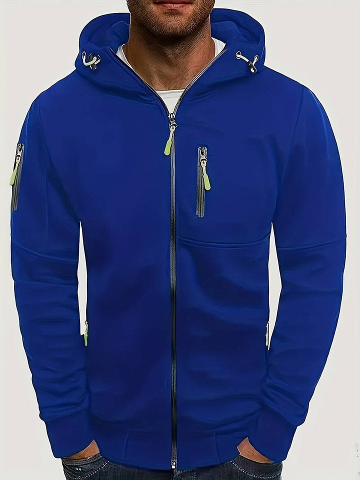Herrhoodie i trendig färg, bekväm passform, perfekt för casual outfit.