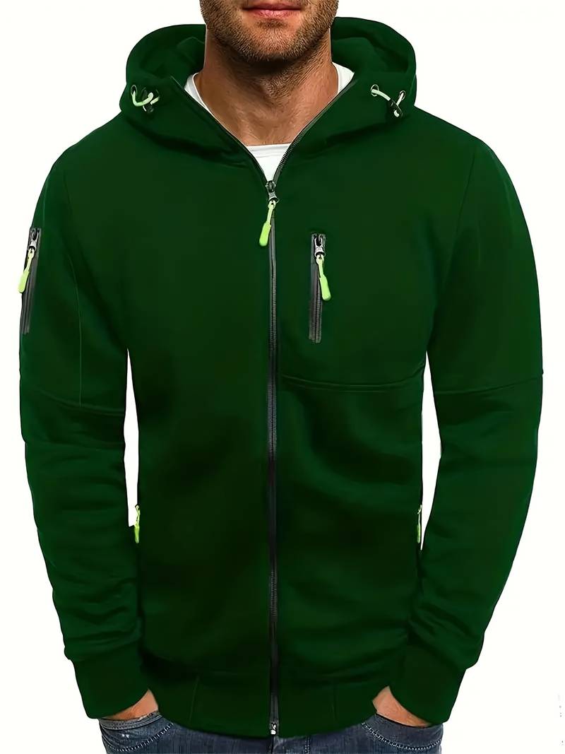 Herrhoodie med dragsko, praktisk vardagsstil, unisex och bekväm.