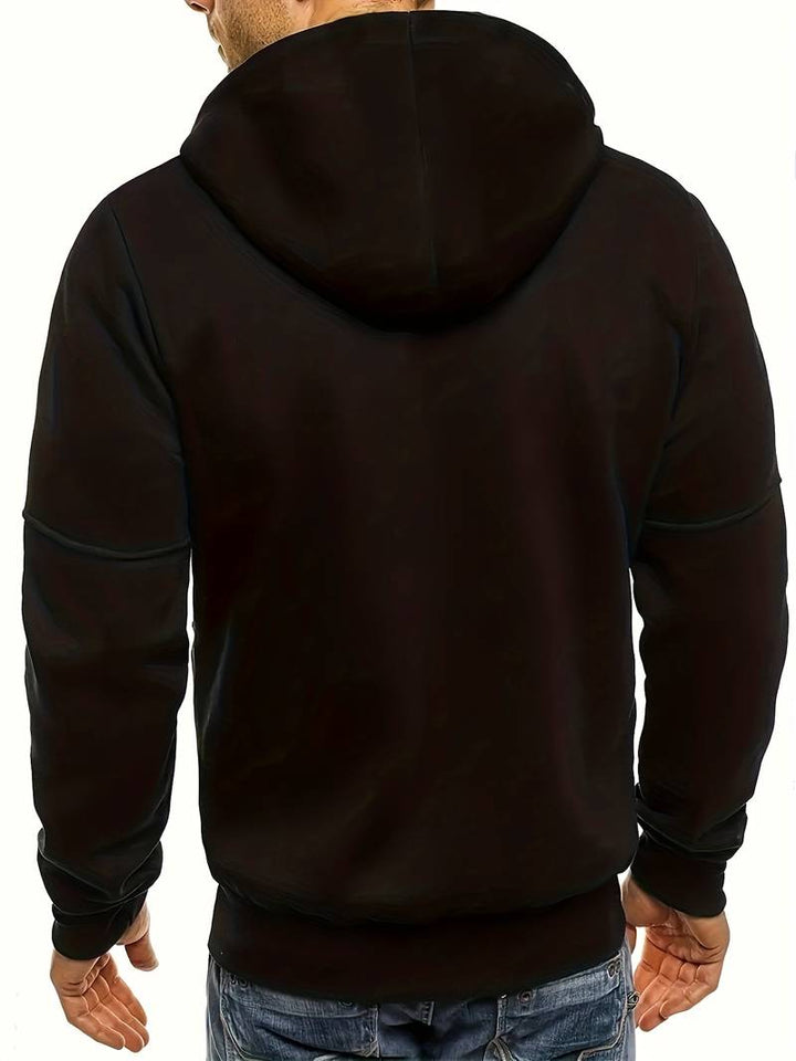 Grå herrhoodie för bekväm vardagsstil, unisex design i mjukt tyg, träningskläder.