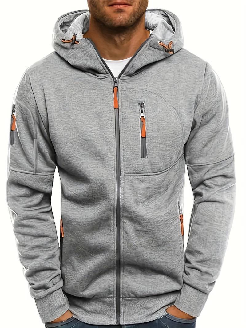 Grön herrhoodie, bekväm passform, vardagsstil, polyester-bomullmix.