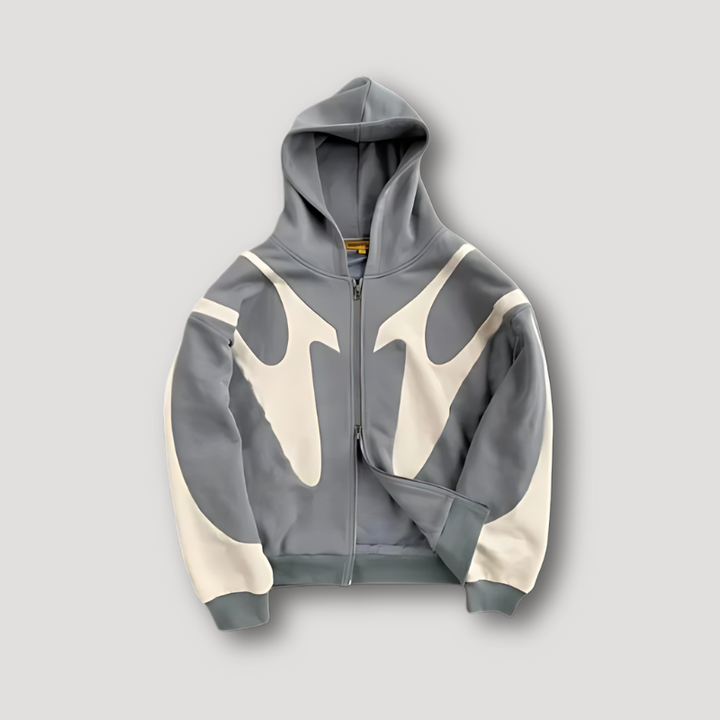 Mjuk herrhoodie med hel dragkedja, idealisk för bekvämt vardagsbruk. Modern design för herrkläder.