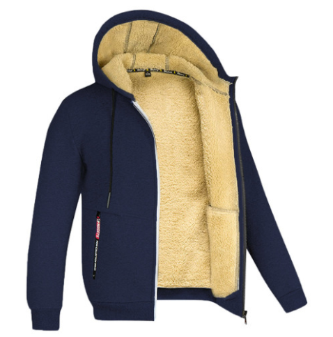 Varm herrhoodie med dragkedja och huva. Mysig vinterhoodie i casual stil för kalla dagar.