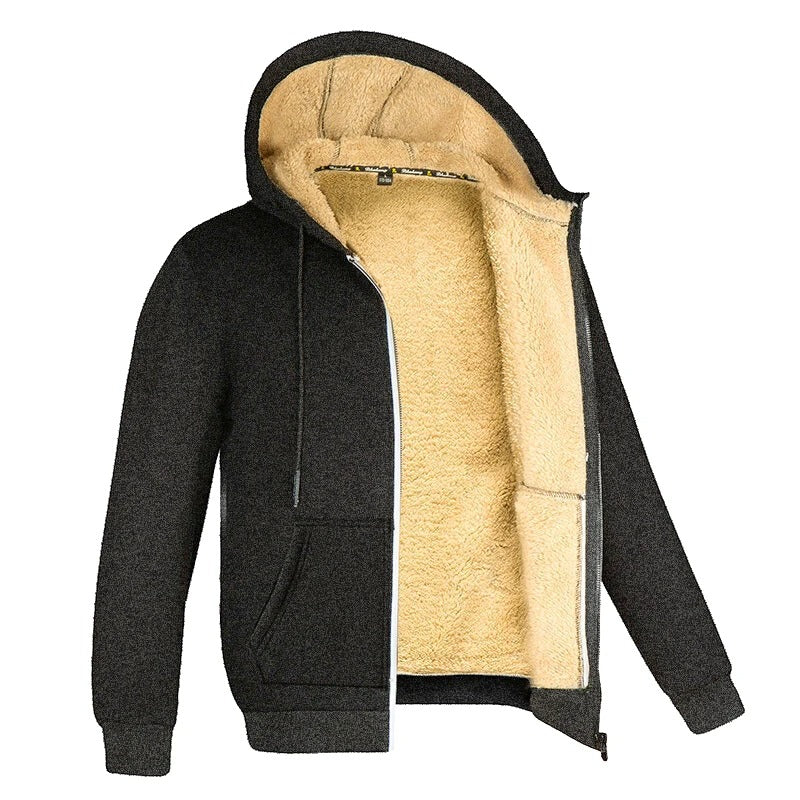 Varm vinterhoodie för herr med dragkedja. Bekväm och modern herrtröja för kalla dagar.