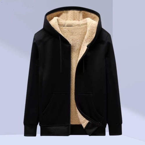 Herrhoodie med fullängdsdragkedja. Varmt och bekvämt plagg för casual stil och vardagsmode.