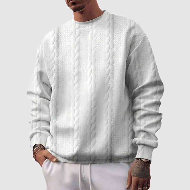 Män tröja, lös passform herrhoodie med speciell ytstruktur. Ledig, bekväm sweatshirt i neutral färg.