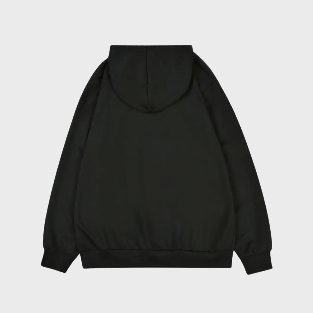 Herrhoodie i stor storlek med modernt fjälltryck, bekväm för alla tillfällen.