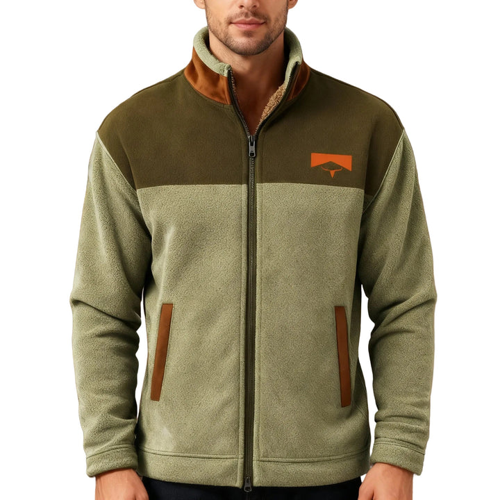 Herrjacka casual fleece med unik 3D-print. Långärmad, dragkedja, perfekt för vardag & utomhus.