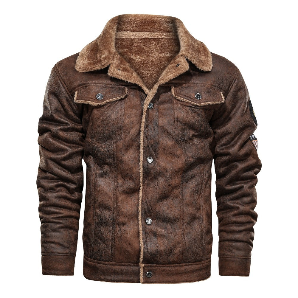 Stilren herrjacka i läderstil med shearling. Mångsidigt ytterplagg för både höst och vinter.