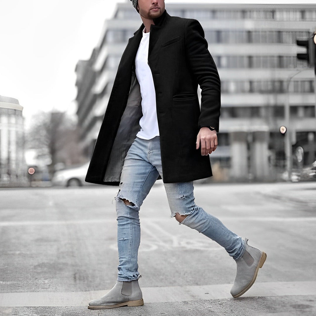Stilren vinterjacka för män i varmt material med elegant och unik design, perfekt för hösten