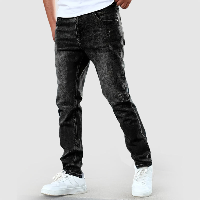 Klassiska blå herrjeans med rakt ben, tidlös design för den moderna mannen.