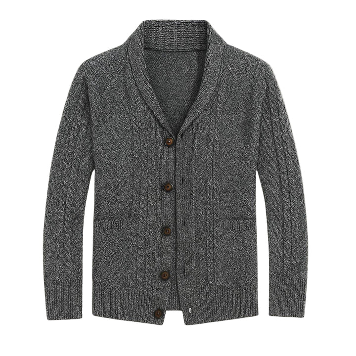 Herrkofta i beige stickning, tidlös stil för elegant vardagsmode, skön vintertröja.