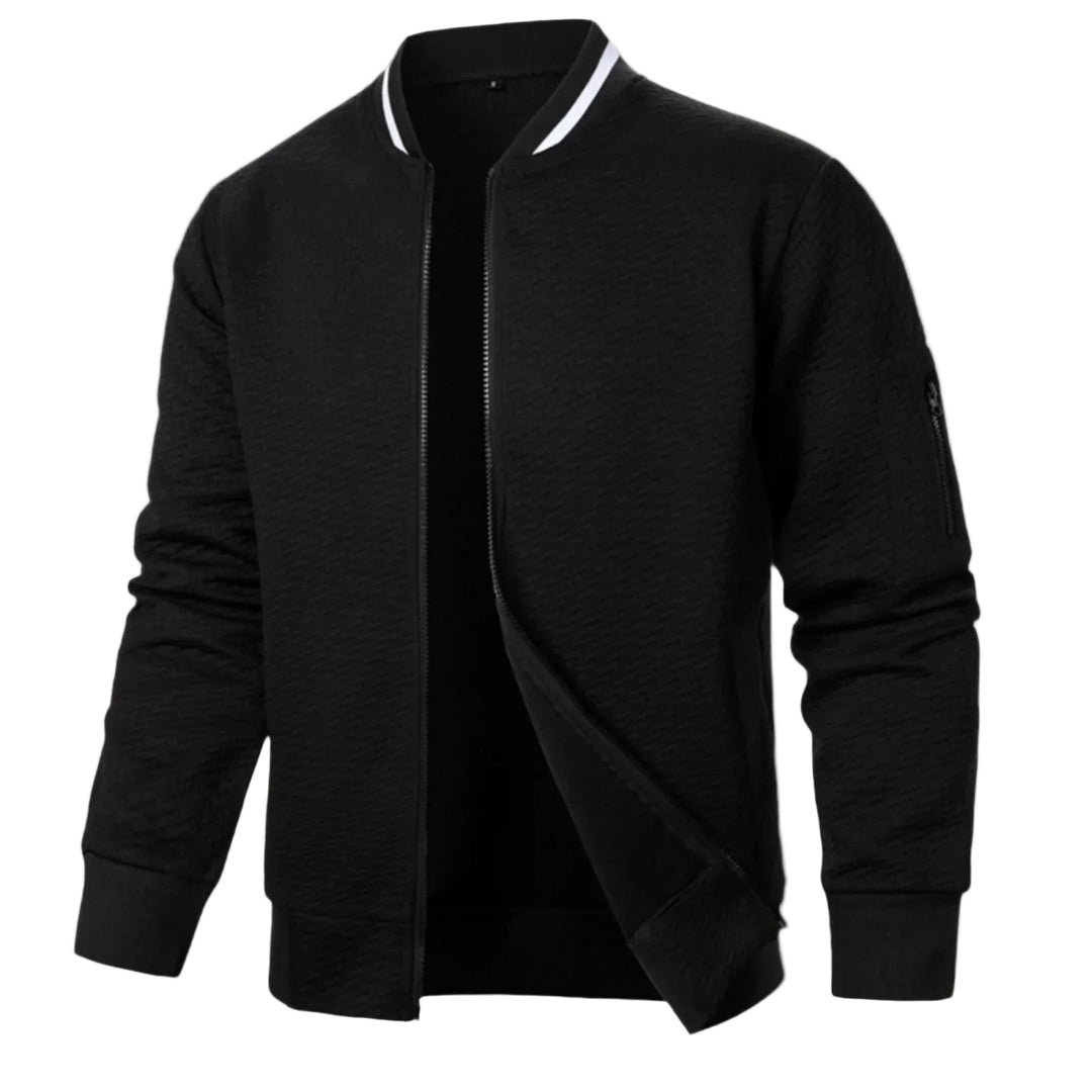 Herrkofta med dragkedja, stilren design för avslappnad vardagsstil. Bekväm herrtröja med fickor.