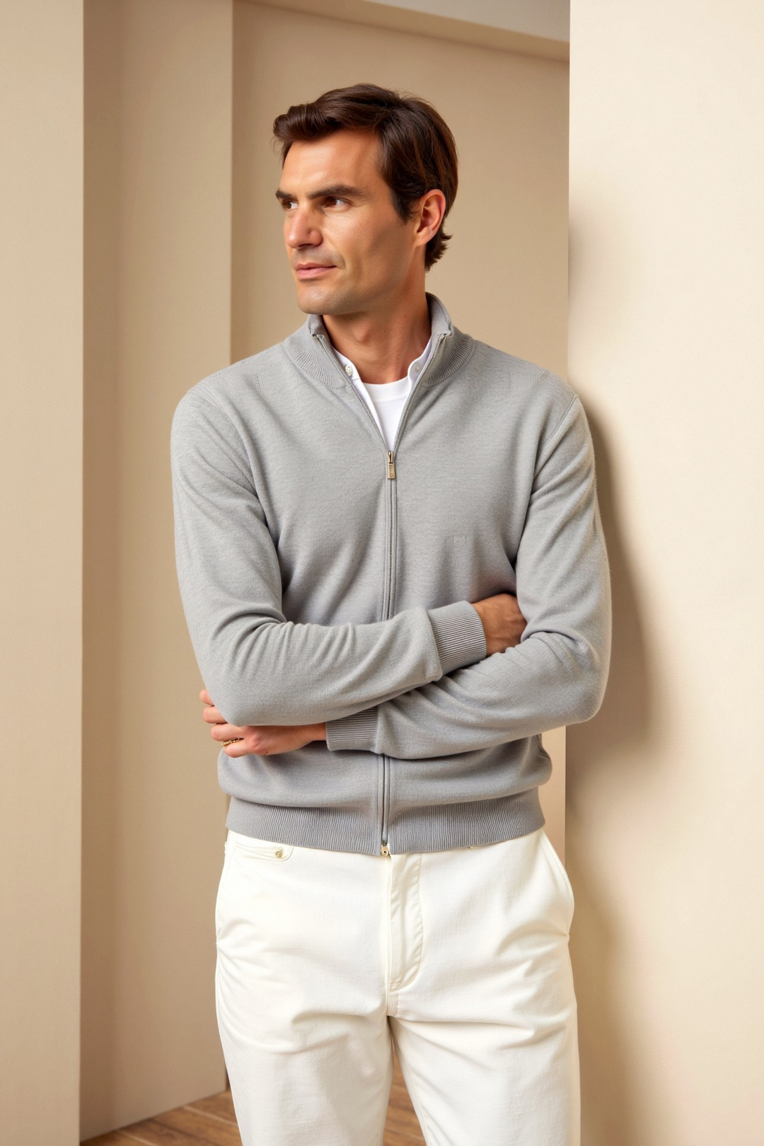 Elegant slim-fit herrkofta, idealisk för smart casual eller modern vardagsstil under vår och höst.