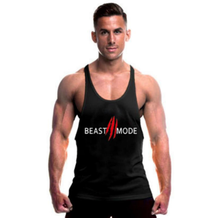 Bekvämt muskeltopp 'Beast Mode'. Herrlinne perfekt för aktiv träning och en casual stil.
