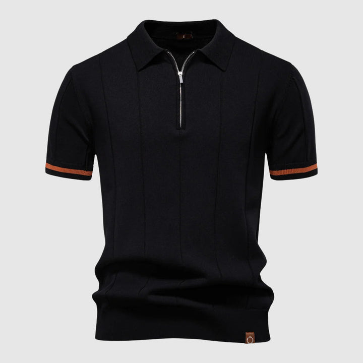 Mångsidig herrpikétröja med dragkedja, perfekt för casual komfort och modern stil.