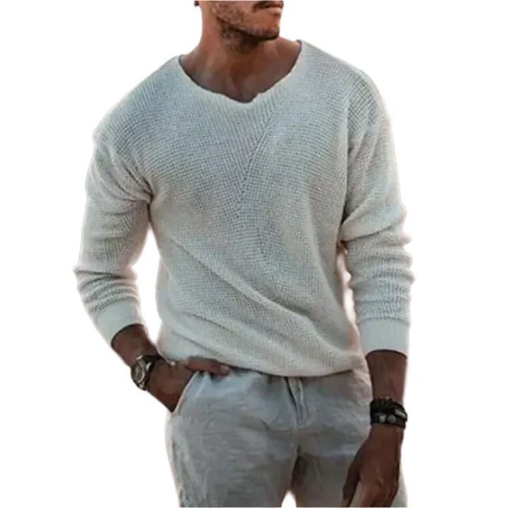 Herrpullover, långärmad stickad tröja i klassisk stil för män. Bekväm vardagströja, perfekt för vintermode.