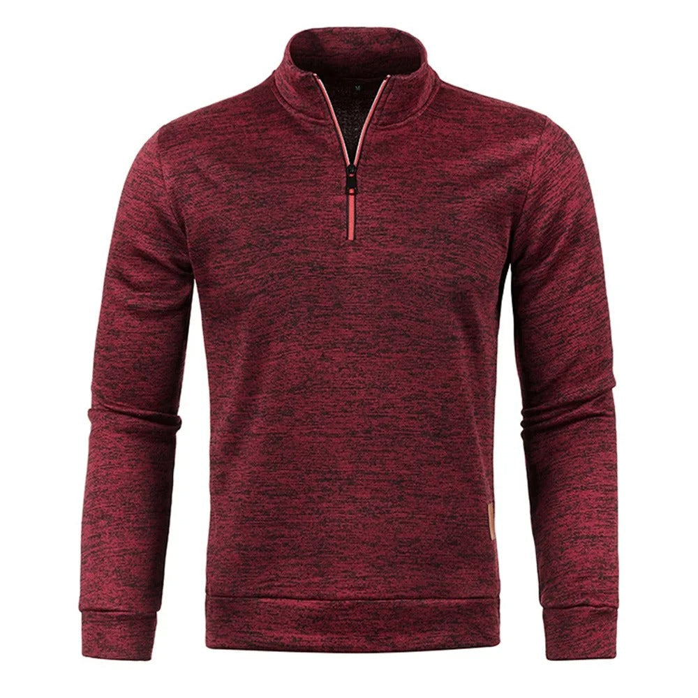 Herrpullover med halv dragkedja i grått. Klassisk stil för vardag och casual.