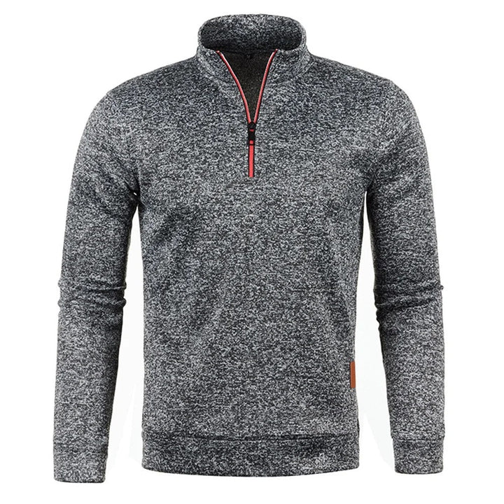 Bekväm herrtröja med dragkedja, perfekt för vinter och höst. Mjuk stickad pullover.