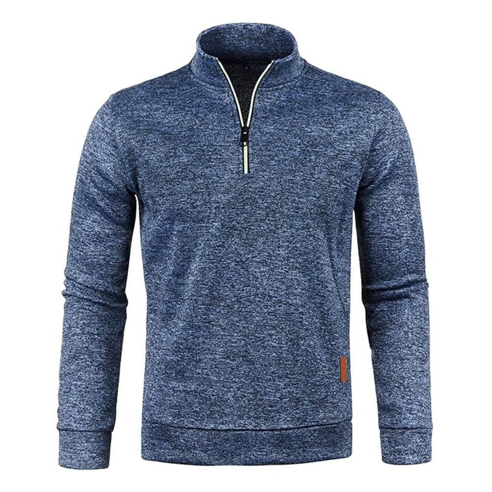 Herrtröja med turtleneck-dragkedja. Mjuk och bekväm pullover för en stilren look.