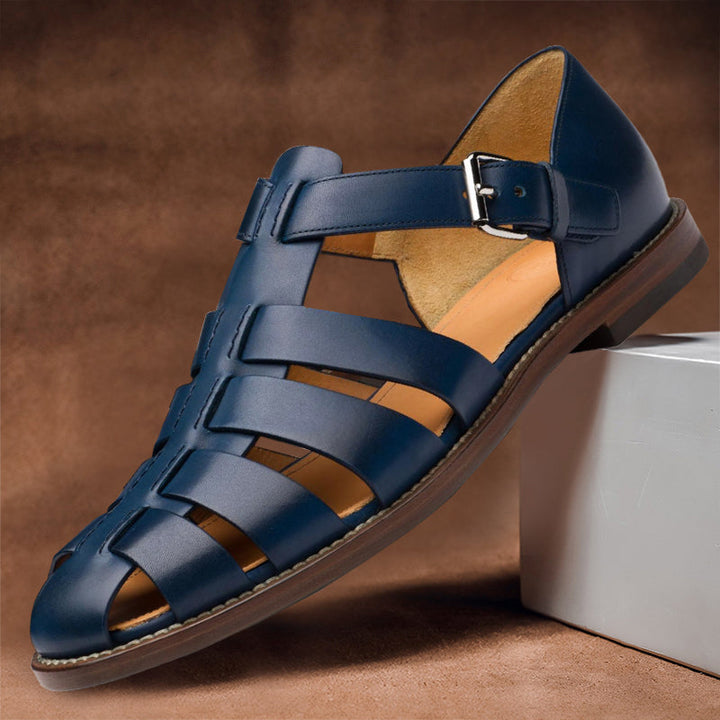 Eleganta herr sandaler i läderstil med öppen tå, idealiska för varma dagar.