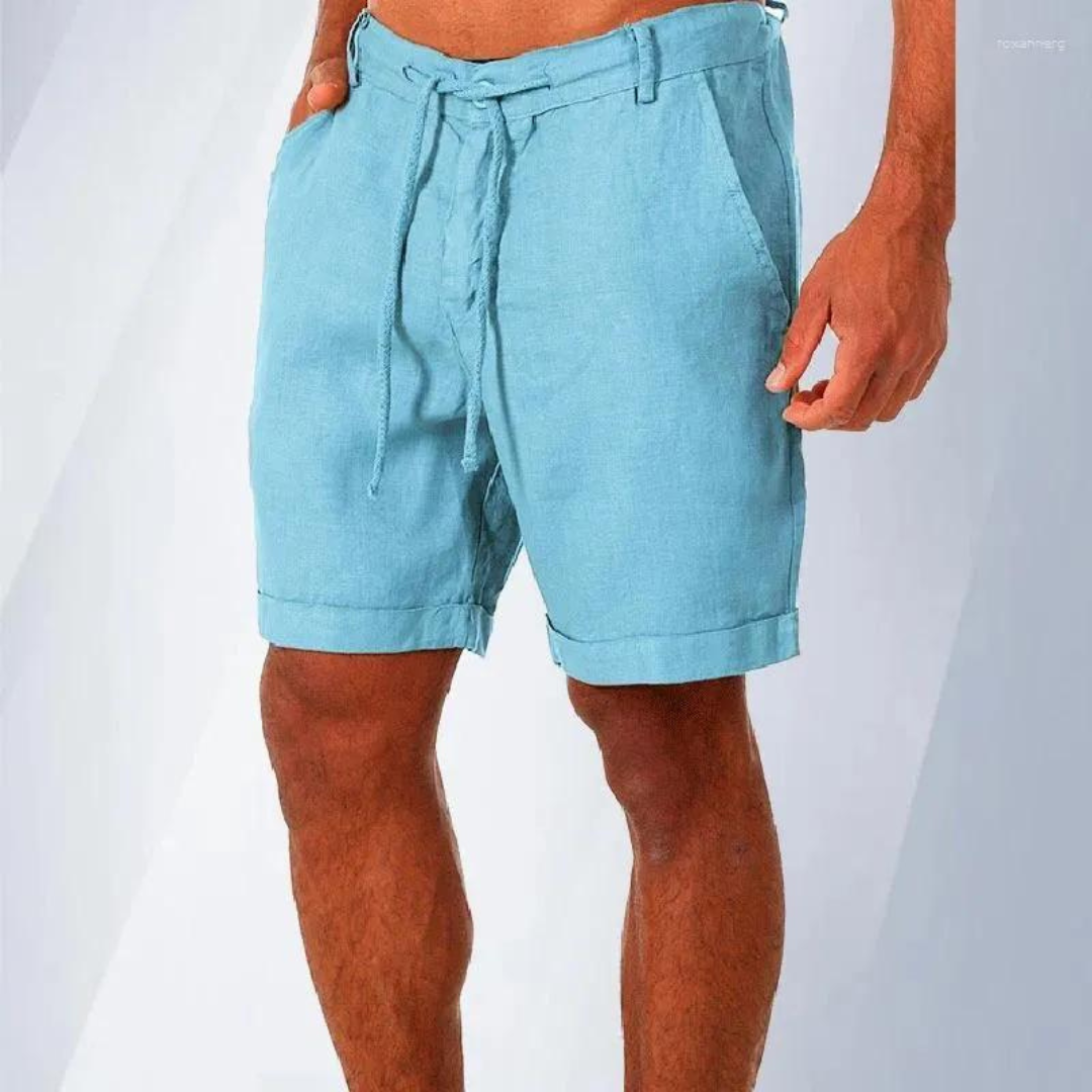 Herrshorts i olika färger, linnestil sommarshorts i bomull för fritidsbruk.
