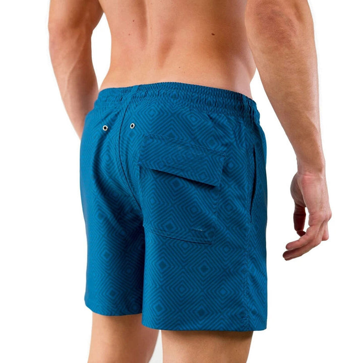 Grå herrshorts med inbyggd kompression & dragkedjeförsedda fickor, snabbtorkande material för sport.