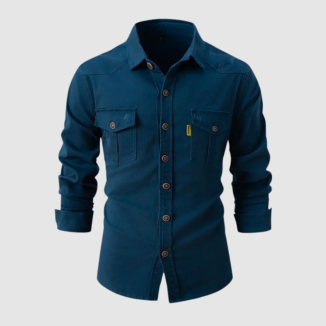Herrars vardagsskjorta i casual workerstil. Komfortabel bomullsblandning med bröstfickor, mångsidig design.