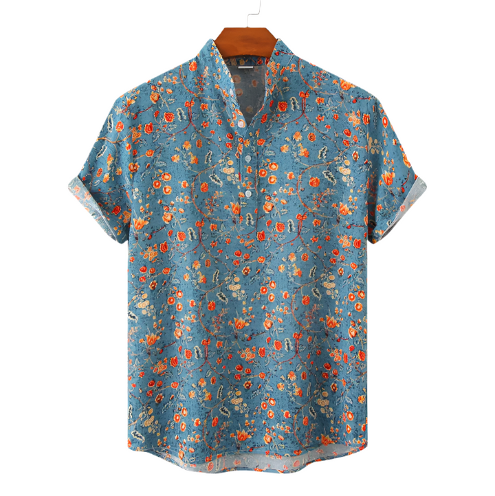 Herrskjorta figursydd, blommönstrad för modern stil. Perfekt som sommarskjorta eller fritidsskjorta för män.
