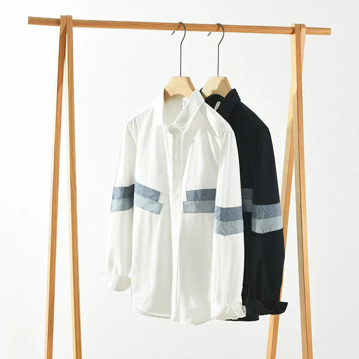 Styling inspiration: Herrskjorta i bomull med lapptäcksmönster, svart & vit, modern och relax.