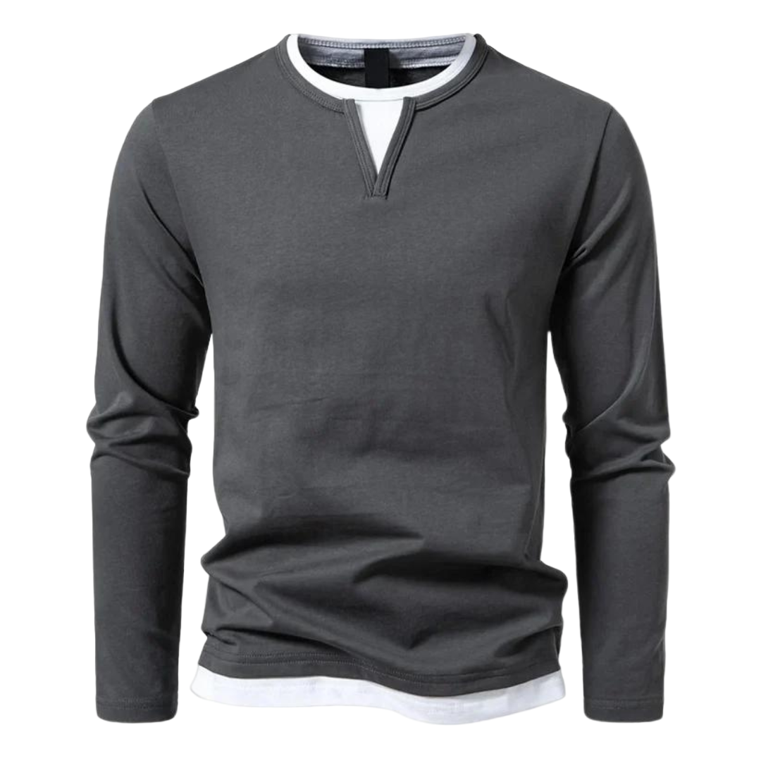 Herrskjorta med modern kontrastkrage, långärmad för stilren smart casual look. Mångsidig herrmode-favorit.