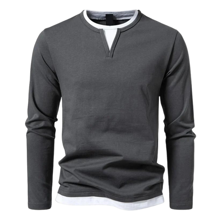 Herrskjorta med modern kontrastkrage, långärmad för stilren smart casual look. Mångsidig herrmode-favorit.