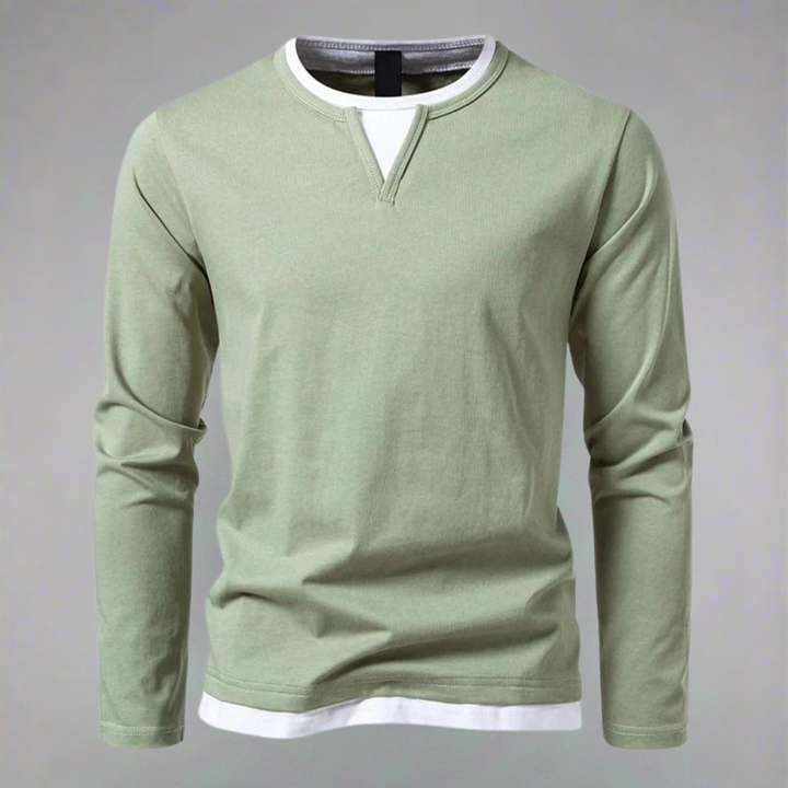 Mångsidig herrskjorta med unikt designad kontrastkrage, idealisk för en modern smart casual stil.