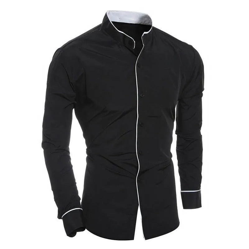 Herrskjorta slim fit svart långärmad, perfekt för både formella event och casual look