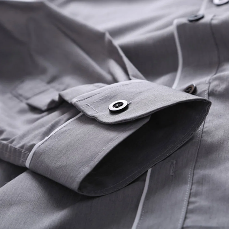 Randig slim fit herrskjorta långärmad, polyesterblandning, stilren och modern design
