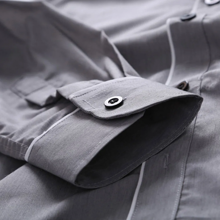 Randig slim fit herrskjorta långärmad, polyesterblandning, stilren och modern design