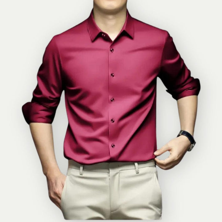 Herrskjorta slim fit grön, casual och modern, perfekt som bekväm festskjorta.