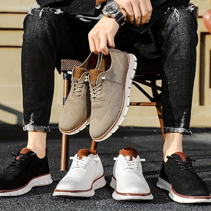 Herr casual sneakers: En uppsättning andningsbara skor i olika färger, visar mångsidigheten i designen.