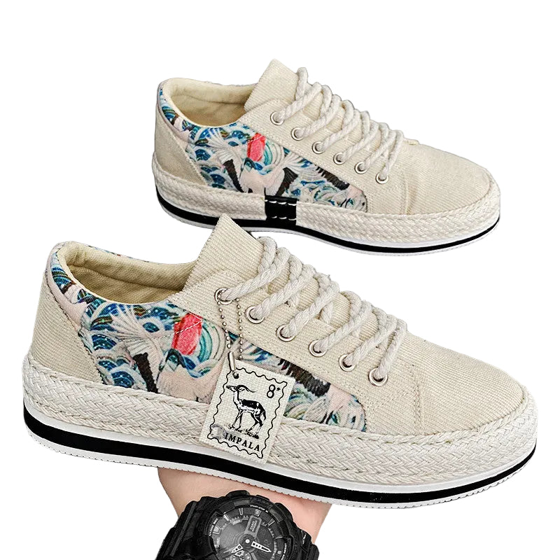 Herrsneakers Mateo med unikt aztekiskt mönster för stilrena vardagsskor, skor herr.